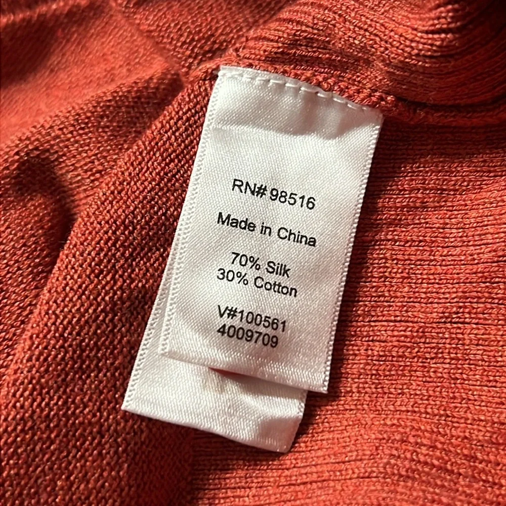 Coldwater Creek Orange Silk Cotton 2 Pc Tank and Button Down Cardigan Set Sz L - Picture 8 of 16